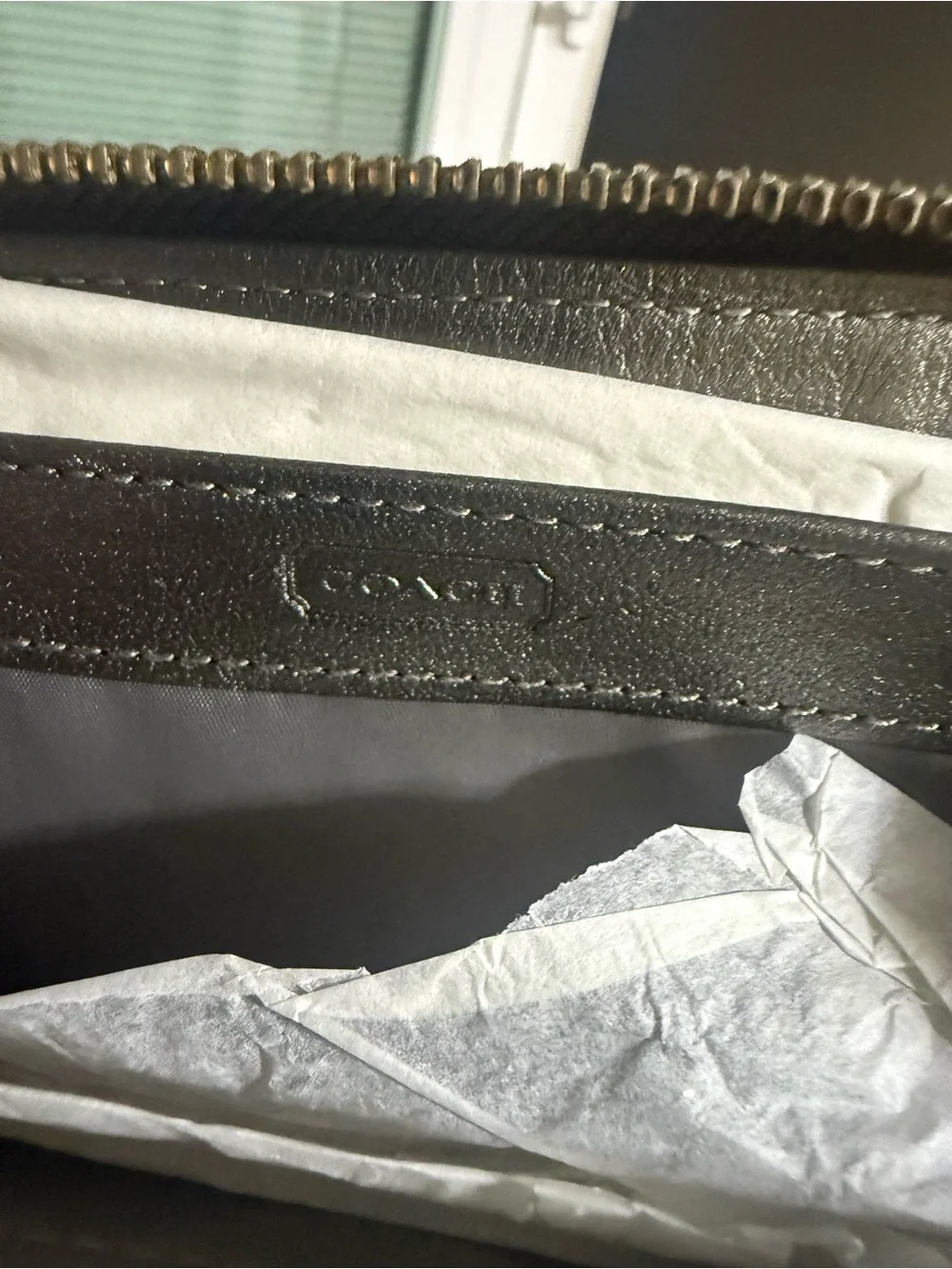 COACH Metallic Bronze Zip Around Wallet